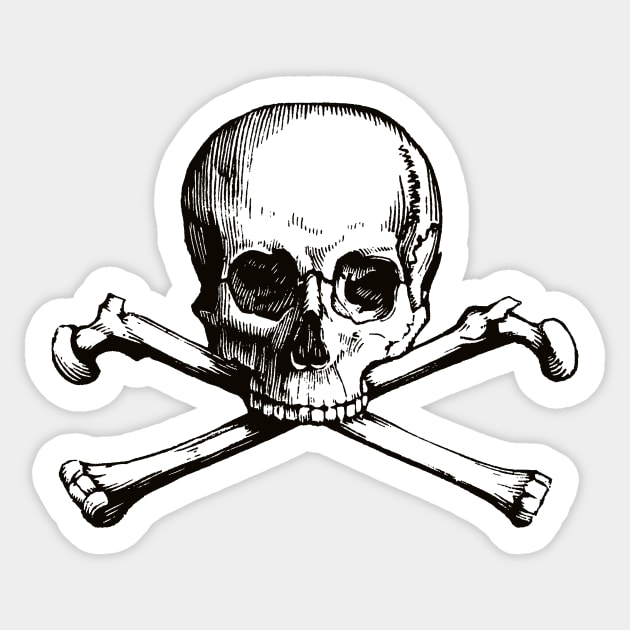 Skull and Crossbones | Jolly Roger | Pirate Flag | Deaths Head | Black and White | Skulls and Skeletons | Vintage Skulls | Sticker by Eclectic At Heart